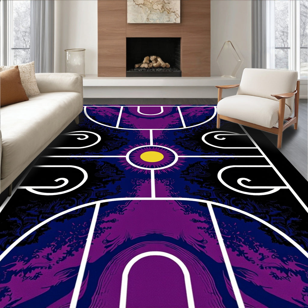 Vibrant Blue Purple Sun Court Rug