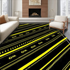 Bold Black Yellow Diagonal Stripe Rug