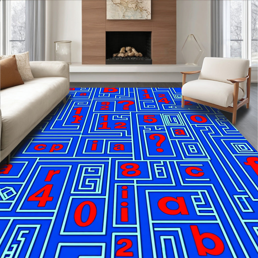 Alphabet Maze Blue Red Rug