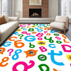 Alphabet Collage Vivid Colorful Letters Rug