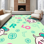 Pink Green Whimsical Character Alphabet Rug