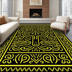 Bold Yellow Organic Abstract Rug