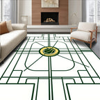 Green Art Deco Basketball Court Rug