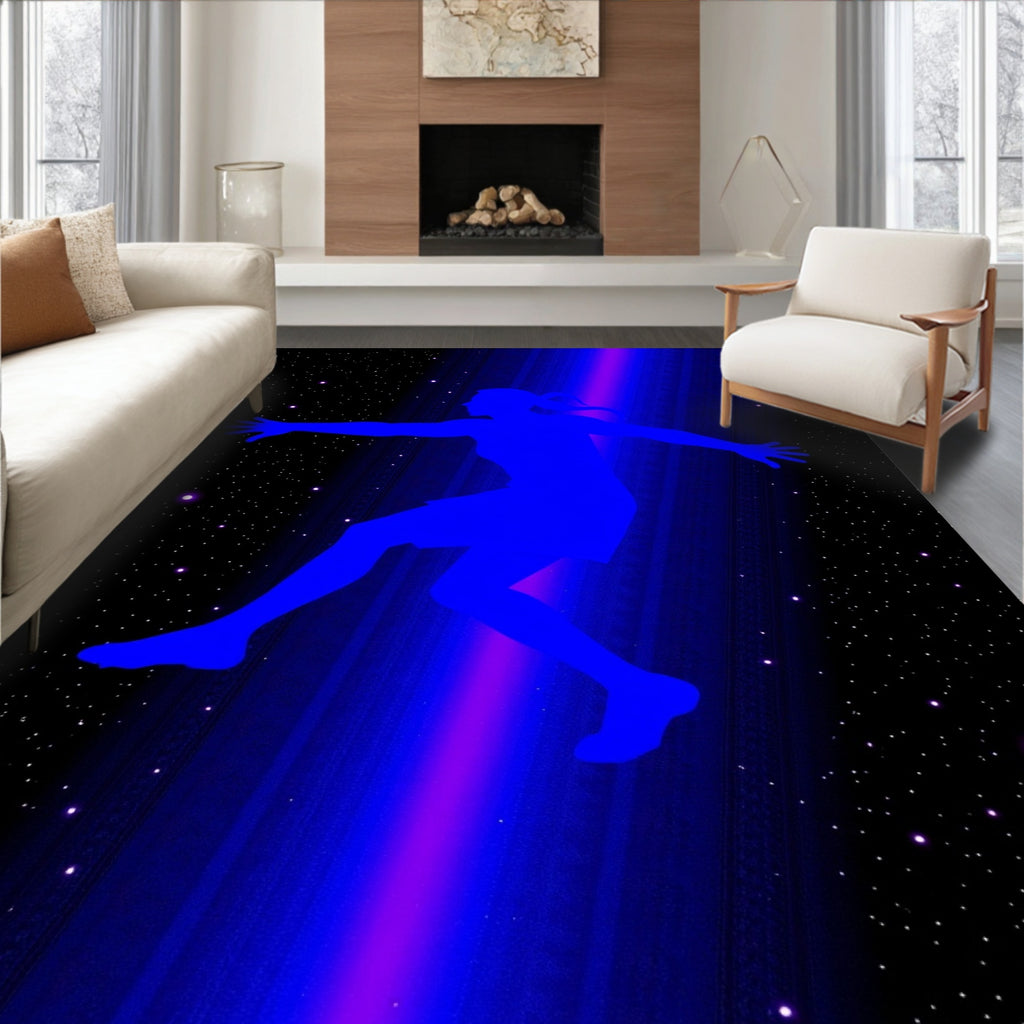 Astronaut Blue Silhouette Starry Night Rug