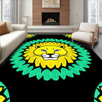 Bold Yellow Lion Black Medallion Rug