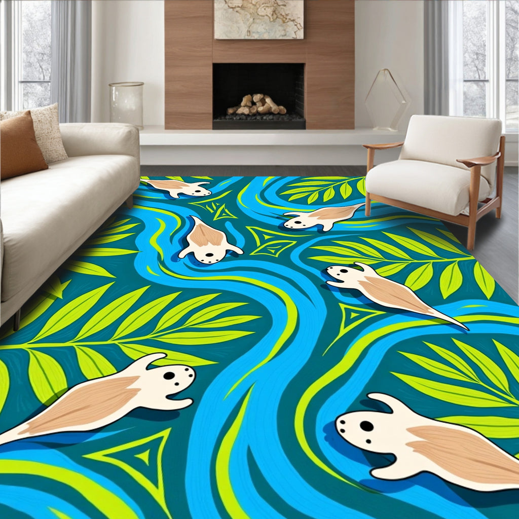 Blue River Otter Foliage Whimsy Rug