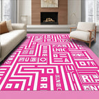 Hot Pink Bold Typography Maze Rug