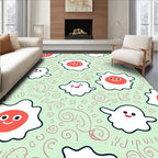 Cute Fried Egg and Ghost Swirls Rug