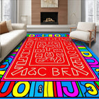 Vibrant Alphabet Border Pop Art Rug