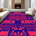 Retro Football Game Crowd Scene Rug