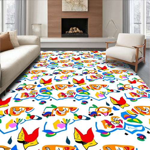 Abstract Whimsical Character Collage Rug