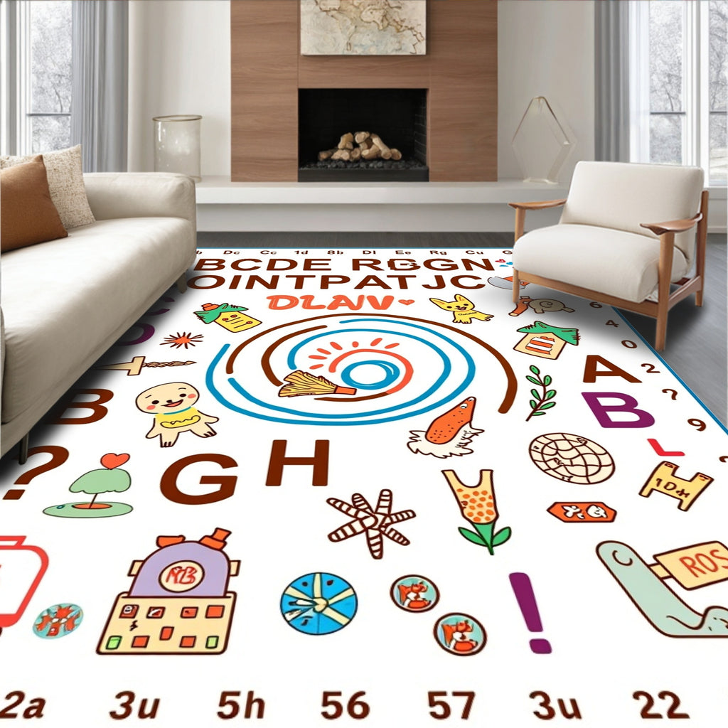 Playful Alphabet Animals and Objects Rug