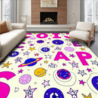 Cosmic Colorful Star Planet Alphabet Rug