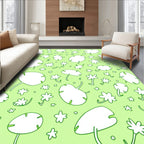 Light Green Whimsical Floral Scattered Rug
