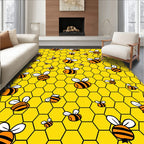 Golden Yellow Honeycomb Bee Assemblage Rug