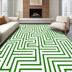 Green Labyrinth Geometric Art Rug