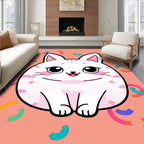 Happy Pink Striped Kitten Confetti Rug