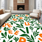 Bold Orange Green Alphabet Foliage Rug
