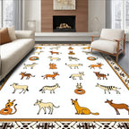 Whimsical Animals Bordered Ivory Rug