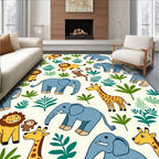 Jungle Friends Elephant Lion Giraffe Monkey Rug
