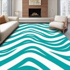Teal Abstract Wavy Stripe Rug