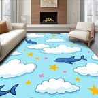 Dreamy Blue Dolphins Amongst Clouds and Stars Rug