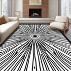 Bold Black Radial Sunburst Rug