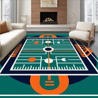 Geometric Abstract Teal Orange Circles Rug