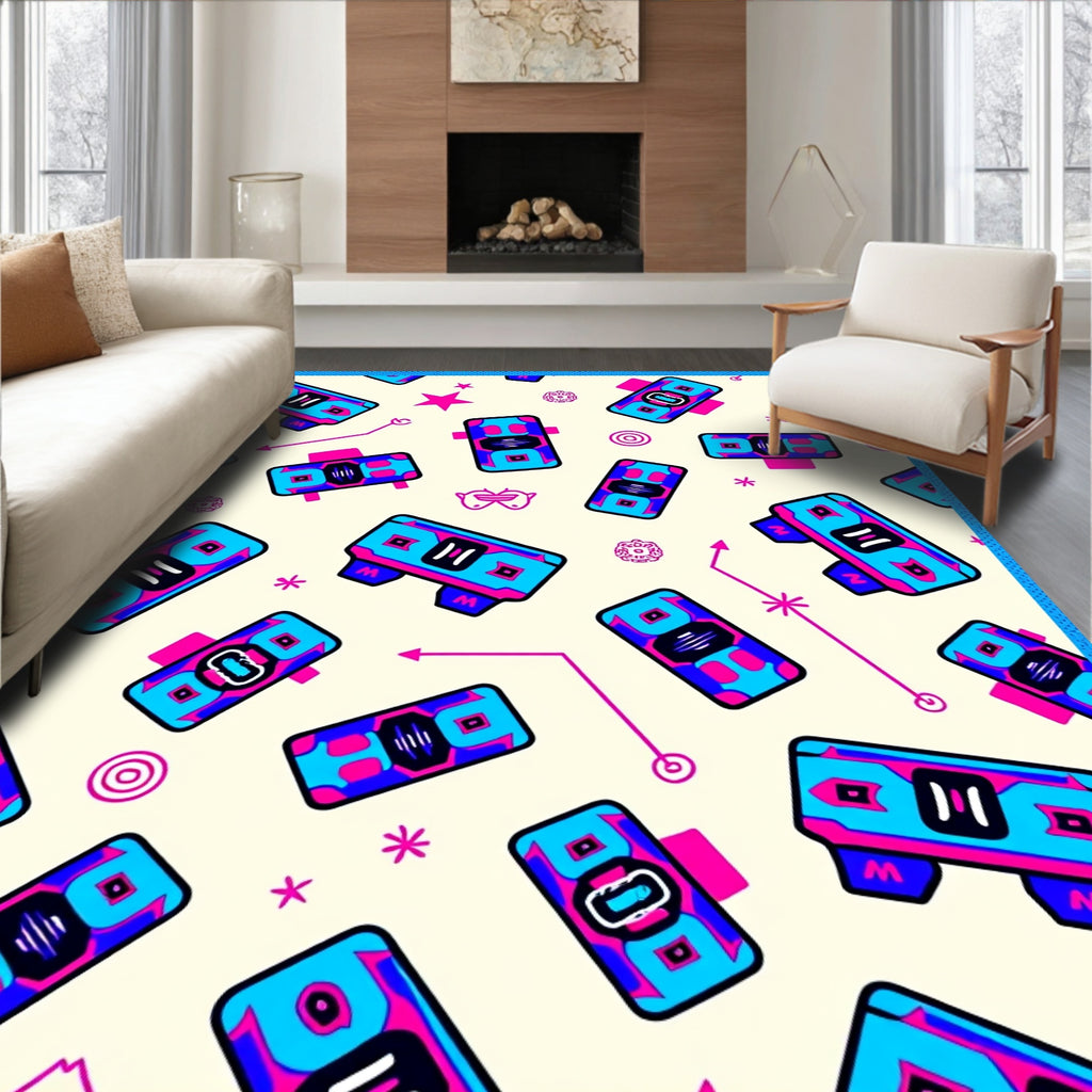 Retro Futuristic Blockburst Rug