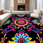 Vibrant Psychedelic Floral Medallion Rug
