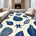 Navy Blue Tropical Leaf Starburst Rug