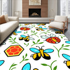 Joyful Bumblebee Garden With Honeycomb Rug