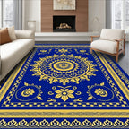 Royal Blue Yellow Ornate Mandala Rug