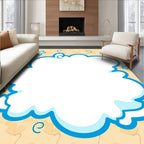 Whimsical Blue Starburst Cloud Frame Rug