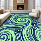 Navy Blue Swirling Abstract Lines Rug