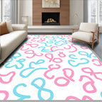 Playful Pink Blue Doodles Rug