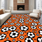 Vibrant Orange Black White Circles Rug