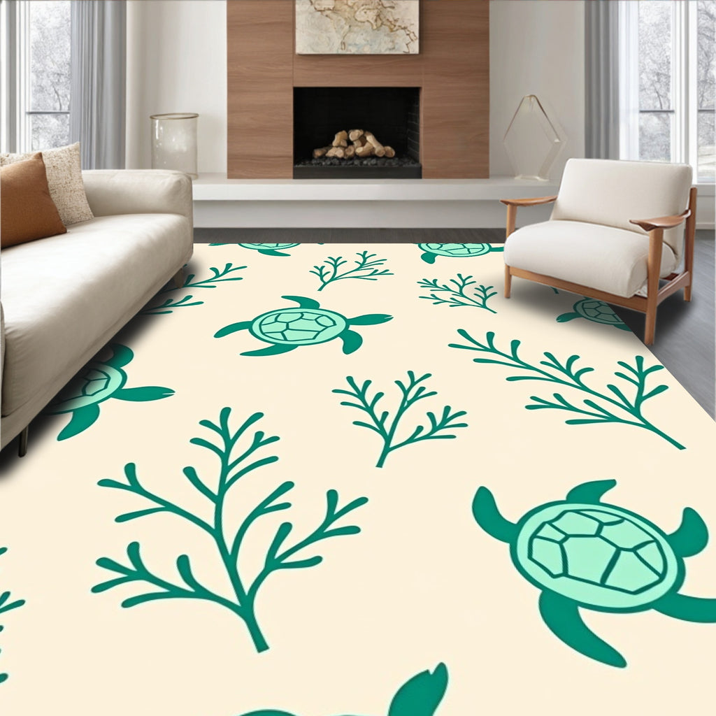 Sea Turtle Coral Reef Aquatic Rug