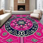 Vibrant Pink Geometric Medallion Circular Rug