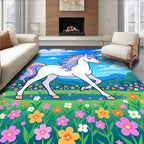 Rainbow Unicorn Meadow Fantasy Rug