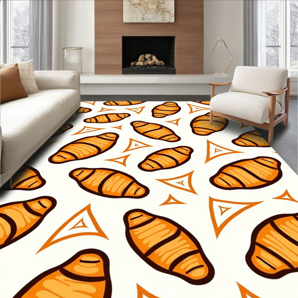 Croissant Orange Triangles Repeating Pattern Rug