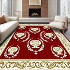 Crimson Laurel Crest Emblem Rug