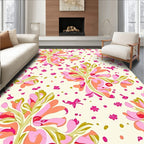 Sweet Pink Ribbon Floral Garland Rug