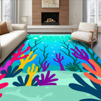 Vibrant Abstract Coral Reef Underwater Rug