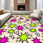 Pop Hot Pink Lime Numbers Explosion Rug