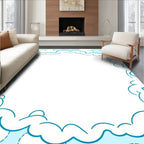 Dreamy Blue Cloud Border Rug