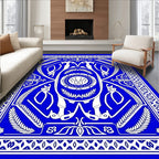 Bold Blue White Symmetric Animal Medallion Rug