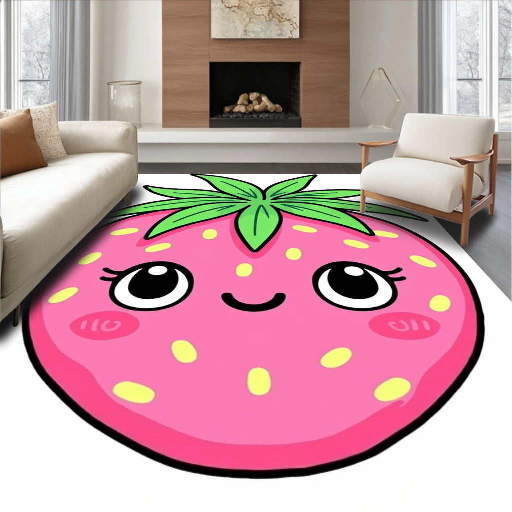 Cute Pink Strawberry Face Rug