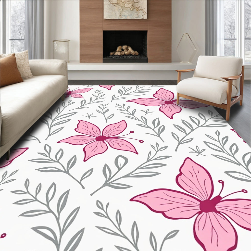 Pink Butterfly Botanical Garden Rug