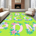 Pink Letter Floral Vine Rug